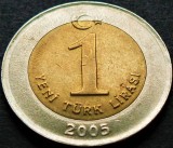 Cumpara ieftin Moneda bimetal 1 LIRA - TURCIA, anul 2005 *cod 3658 = A.UNC, Europa