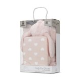 Set 2 piese, Lorelli, paturica moale 90 x 75 cm, pernuta in forma de iepuras 45 x 30 cm, Poffy, Pink