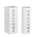 Cumpara ieftin Set 2 suporturi umbrele otel alb Dyrin 20x20x52h; &oslash;18x52h