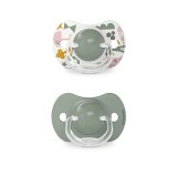 Suzetă fiziologică sx pro din silicon, 2 buc +18 luni măsliniu a walk in the park