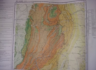 Plansa/harta geologica a republicii socialiste romania,COVASNA 1968,T.GRATUIT foto