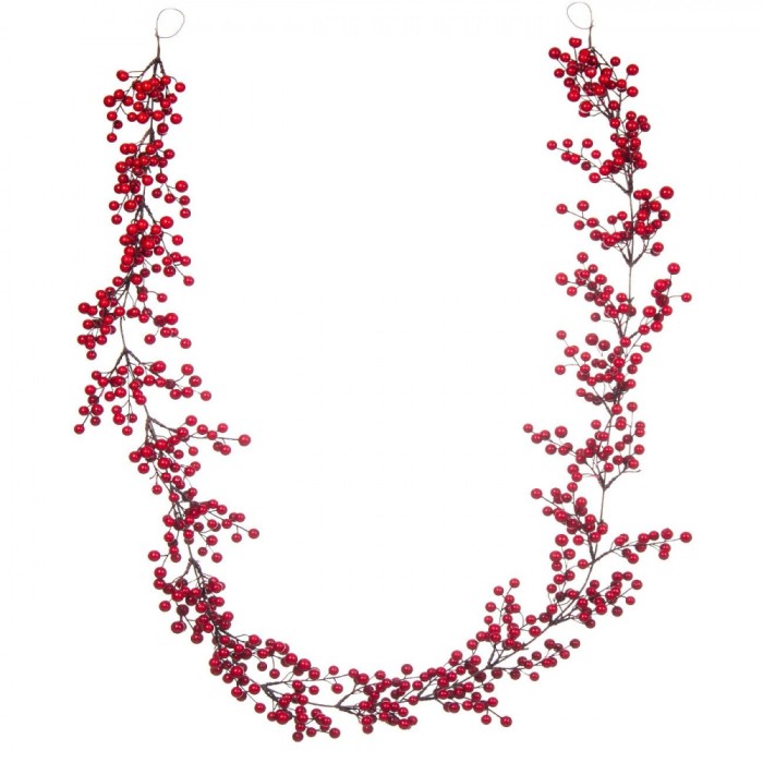 Ghirlandă De Crăciun, Berries, 1.85m x 8cm, Roșu, Plastic