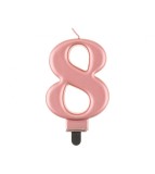 Lumanare aniversara model cifra, roz auriu metalic, 8 cm-Tip Cifra 8