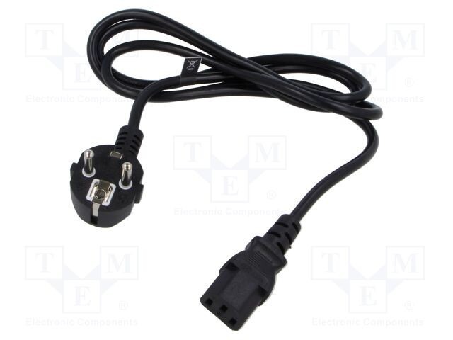 Cablu CEE 7/7 3x0,75mm2 cu ştecăr &icirc;n unghi IEC C13 mamă POS