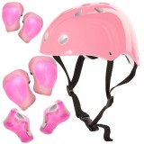 Set protectie pentru copii, 7 piese, model skateboard, culoarea roz