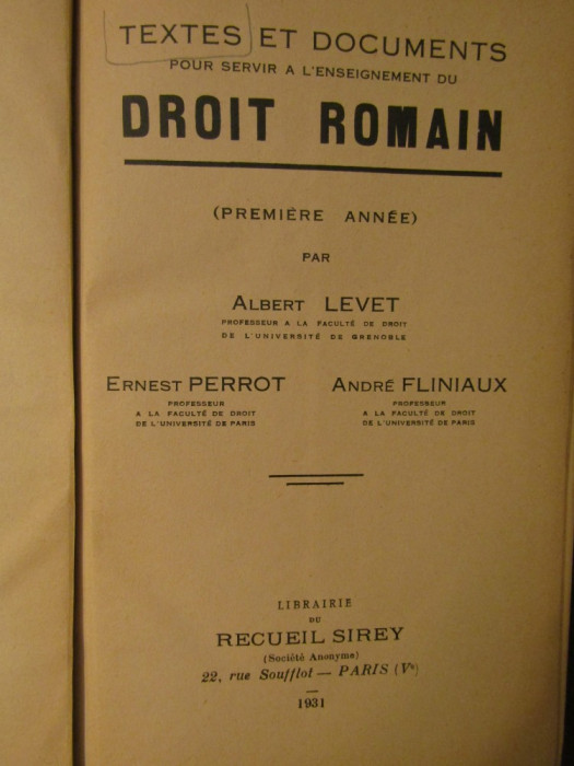 DROIT ROMAIN-ALBERT LEVET