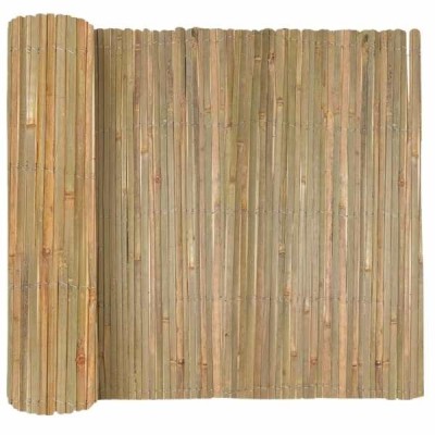 Gard Decorativ, din Bambus Natural, Tip Paravan, pentru Delimitare Spatii Exterioare, 5 x 1 m, Maro foto