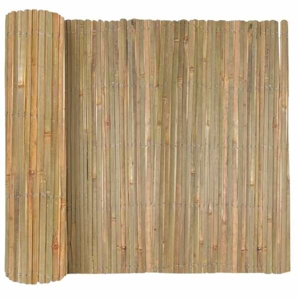 Gard Decorativ, din Bambus Natural, Tip Paravan, pentru Delimitare Spatii Exterioare, 5 x 1 m, Maro
