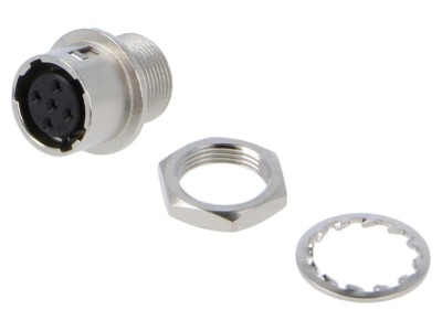 Conector circular HR10 push-pull soclu 2A argintat pentru lipire foto