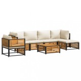 Set canapele gradina cu perne, 7 piese, lemn masiv acacia