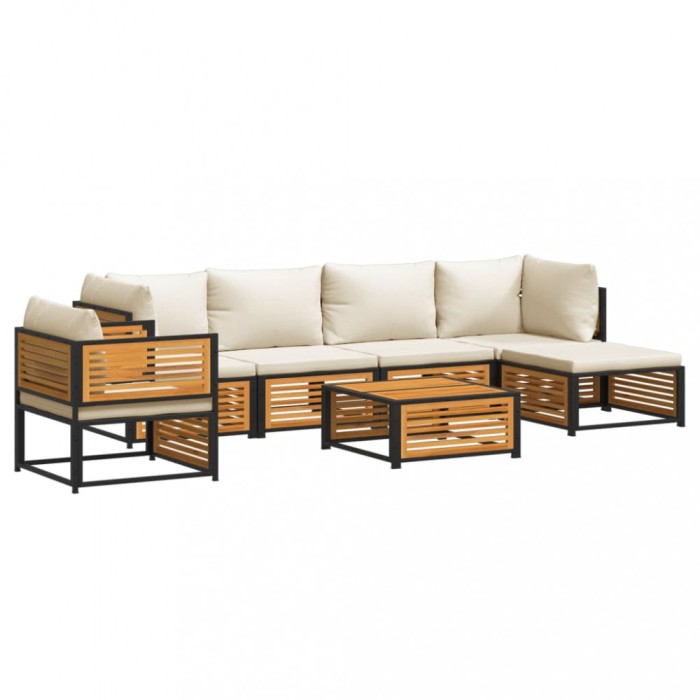 Set canapele gradina cu perne, 7 piese, lemn masiv acacia