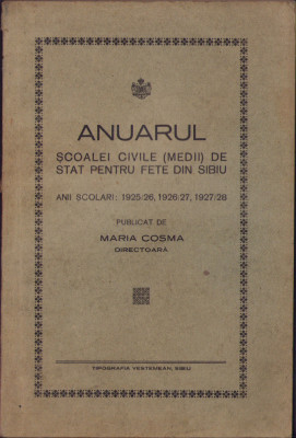 HST C1963 Anuarul Școalei civile medii pe anii 1925-1928 Sibiu foto