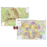 Romania. Harta fizico-geografica si a resurselor naturale de subsol si Romania. Harta administrativa si a principalelor cai de comunicatie Duo Plus 16