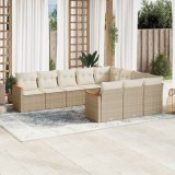vidaXL Set canapele de grădină cu perne, 10 piese, bej, poliratan 3258740