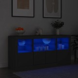 Servantă cu lumini LED, negru, 142,5x37x67 cm
