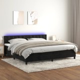 Cumpara ieftin Pat cu arcuri, saltea și LED, negru, 200x200 cm, catifea