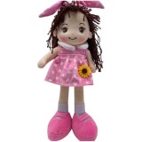 Papusa rochita roz cu floare canta Iepuras coconas