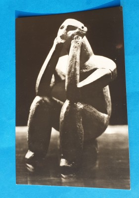 Carte Postala veche RPR - Ganditorul de la Hamangia - figurina din pamant ars foto