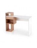 Birou HM Conti, rafturi, sertar, PAL melaminat, 122x57x90 cm, stejar auriu/alb