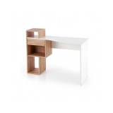Birou HM Conti, rafturi, sertar, PAL melaminat, 122x57x90 cm, stejar auriu/alb
