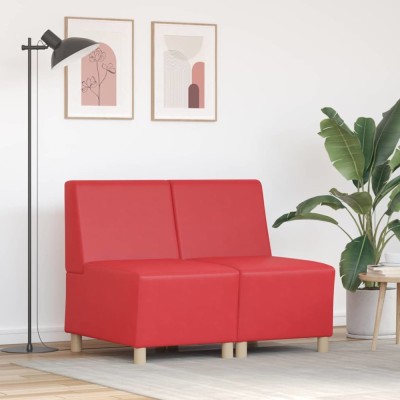 vidaXL Unitate Sofa Modulară Fără Brațe 2 pcs Roșu 55 x 74 x 82 cm foto