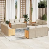 VidaXL Set canapele de grădină cu perne, 12 piese, bej, poliratan 3259916