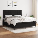 Pat box spring cu saltea, negru, 160x200 cm, textil GartenMobel Dekor, vidaXL