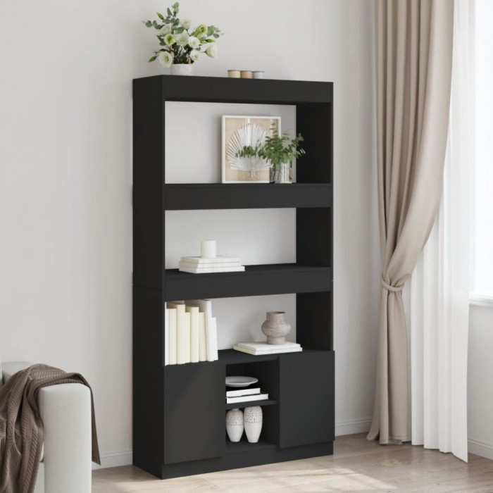 Gossi dulap inalt, negru, 92x33x180 cm, lemn prelucrat