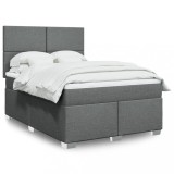 VidaXL Pat box spring cu saltea, gri &icirc;nchis, 140x200 cm, textil 3292805