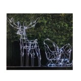 Decoratiune Craciun, sanie cu ren, 75 led alb rece, functie statica si flash, Oem