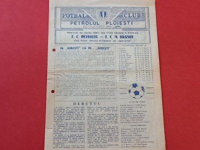 Program meci fotbal PETROLUL PLOIESTI - FCM BRASOV (22.04.1987) foto