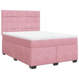 Cumpara ieftin Pat box spring cu saltea, roz, 140x200 cm, catifea