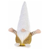 Figurina Mos Craciun textil alb auriu cm 15x14x33 H