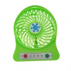 Ventilator de birou cu acumulator 18650 incorporat, lungime de 14cm, cablu de alimentare microUSB, 13313, verde