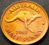 Moneda exotica HALF PENNY - AUSTRALIA, anul 1961 * cod 5320, Australia si Oceania