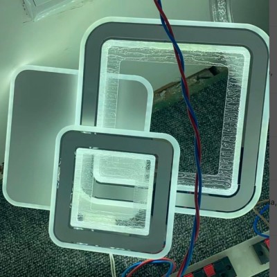 Lustra LED SQUARE, 34W, 3 Patrate, lumina Rece/Calda/Neutra, Alb ModernLight Concept foto