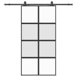 Cumpara ieftin Usa glisanta cu set de feronerie neagra sticla securizata