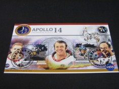 Apollo14, Prima Misiune Cu Echipaj NASA . Bloc filatelic Burkina Faso 2023