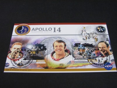 Apollo14, Prima Misiune Cu Echipaj NASA . Bloc filatelic Burkina Faso 2023 foto