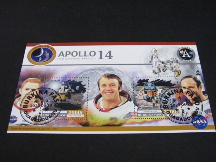 Apollo14, Prima Misiune Cu Echipaj NASA . Bloc filatelic Burkina Faso 2023