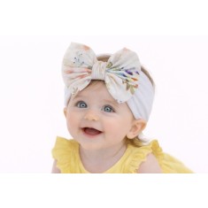 Bentita alba lata cu funda inflorata aplicata