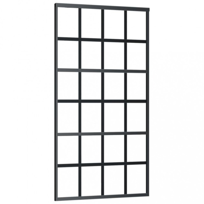 vidaXL Ușă glisantă, negru, 102x205 cm, sticlă ESG și aluminiu
