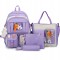 Set 4-in-1 pentru Scolari sau Prescolari - (rucsac, geanta de umar, plic elegant, penar), culoare VIOLET cu IEPURAS, Cod AVX-WT-