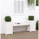 Bancheta cu jardiniere, alb, 180x36x63 cm, lemn masiv de pin