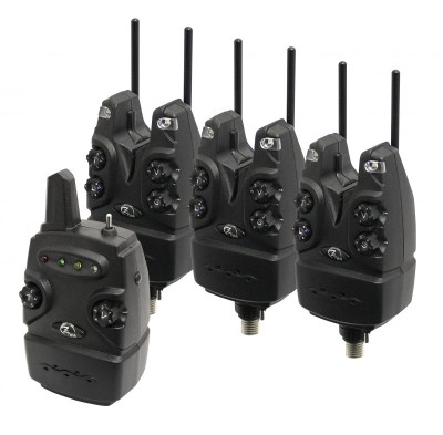 Set 4+1 avertizori + statie Helios Bite Alarm 9V+snagbari - Zfish foto