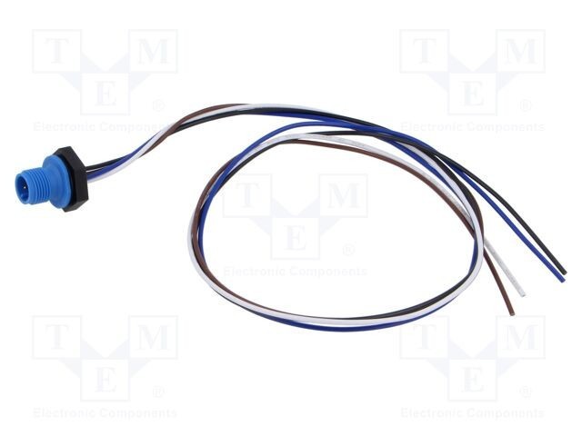 Conector M12 tată 4 pini 4A 250V IP67 drept cablu LUTRONIC 0,5m