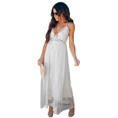 M746-2 Rochie casual, lunga cu bretele subtiri