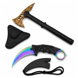 Cumpara ieftin Set topor survivor si cutit karambit, Rainbow Star, DEPOX&reg;, 39 cm/18.5 cm, multicolor