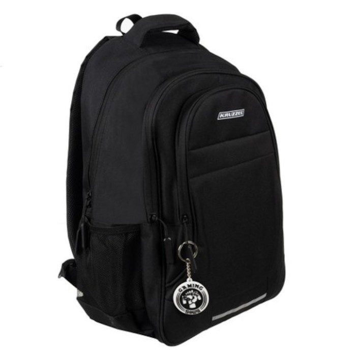 Ghiozdan rucsac scolar 22L, negru, cu breloc , dimensiuni 45x28x16cm