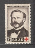 Saarland.1953 Crucea Rosie-125 ani nastere H.Dunant PREMIUL NOBEL SS.527